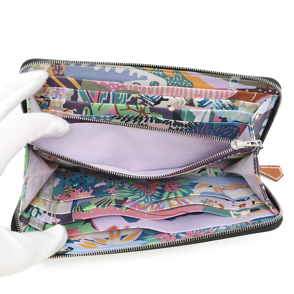 HERMES Azap Long silk in Black Epsom