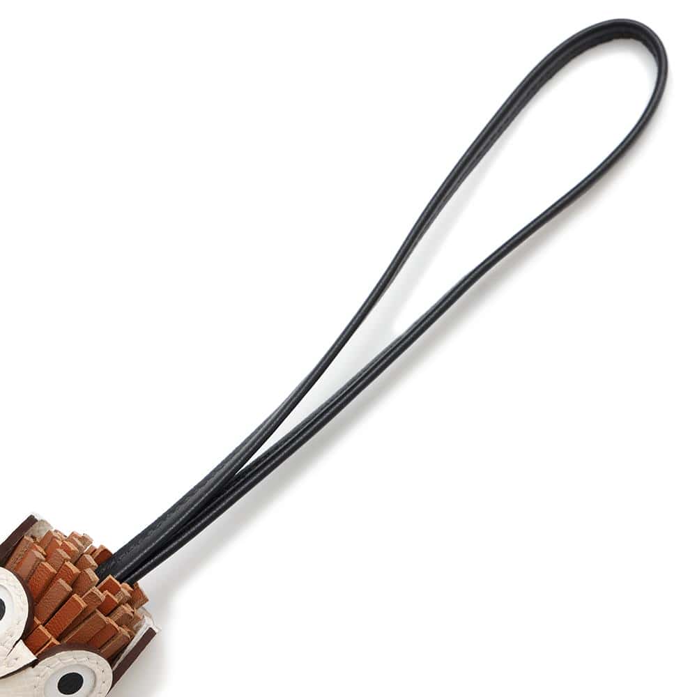 HERMES Bag Charm Chouette Gold/Nata/Black/Pande Epice/White Lambskin Epsom Swift Leather