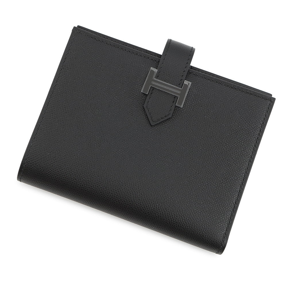 HERMES Bean compact Black Veau Madame