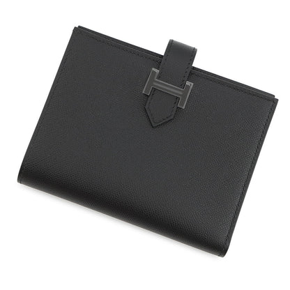 HERMES Bean compact Black Veau Madame