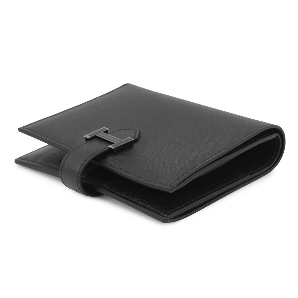 HERMES Bean compact Black Veau Madame