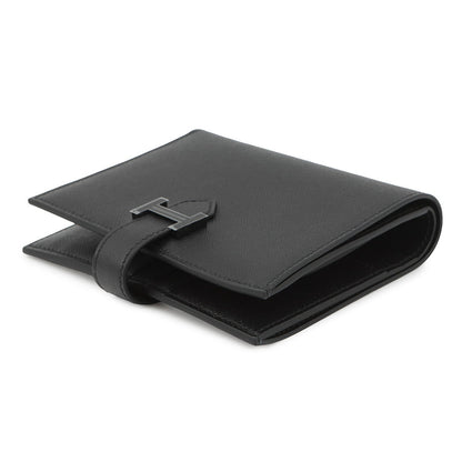 HERMES Bean compact Black Veau Madame