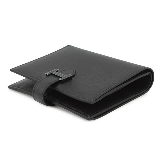 HERMES Bean compact Black Veau Madame