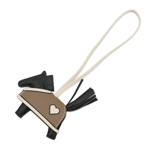 HERMES Robeo Cool Bag Charm Black/Etoupe Lambskin Size PM