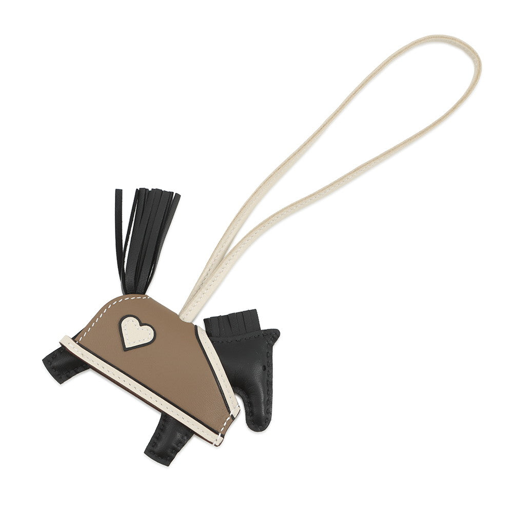 HERMES Robeo Cool Bag Charm Black/Etoupe Lambskin Size PM
