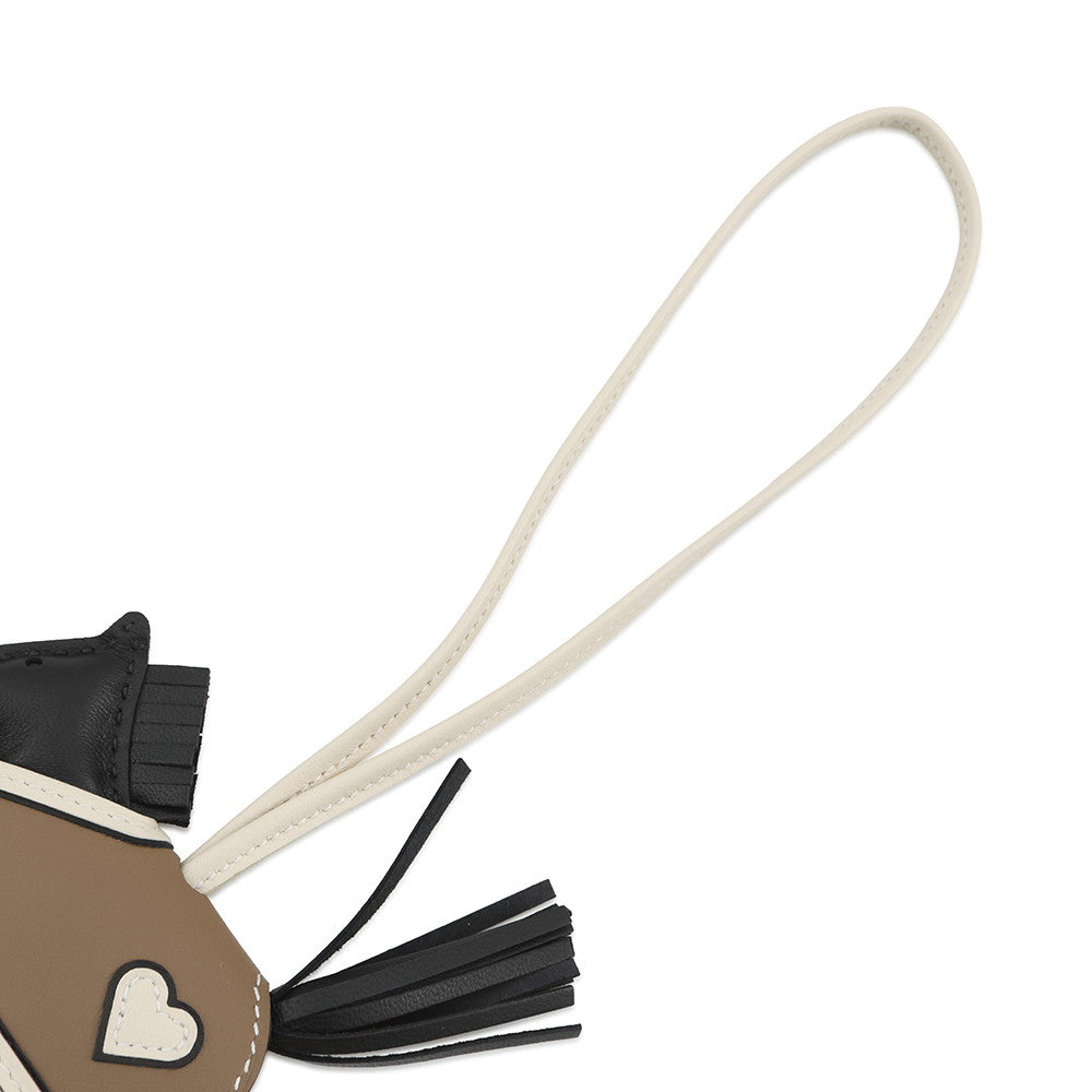 HERMES Robeo Cool Bag Charm Black/Etoupe Lambskin Size PM