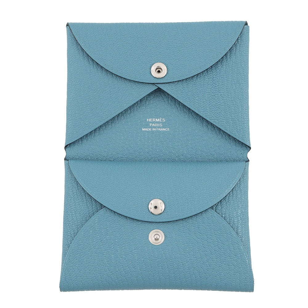 HERMES Calvi Duo New Blue Jean Chevre Myzore Goatskin