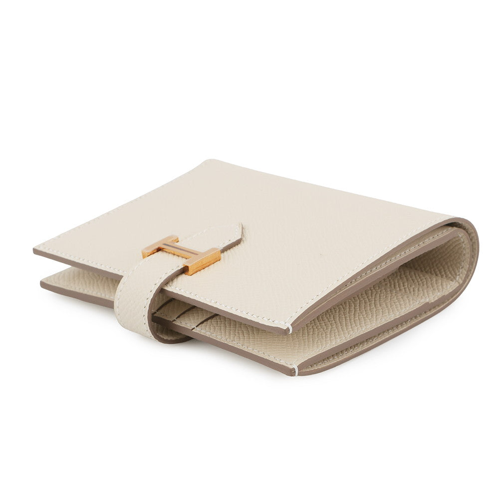 HERMES Bean compact Craie Epsom
