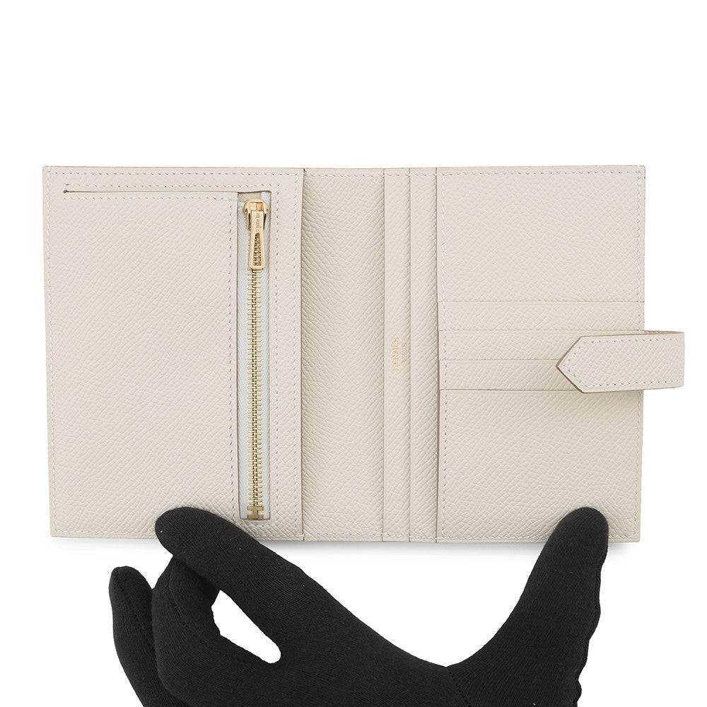 HERMES Bean compact Craie Epsom