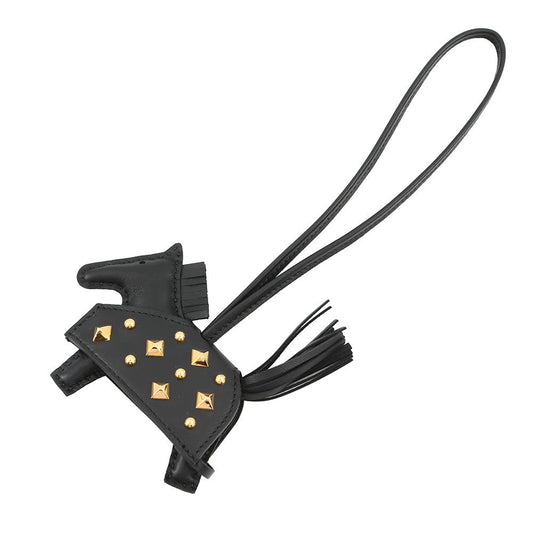 HERMES Robeo Padlock Bag Charm Black Lambskin Size PM