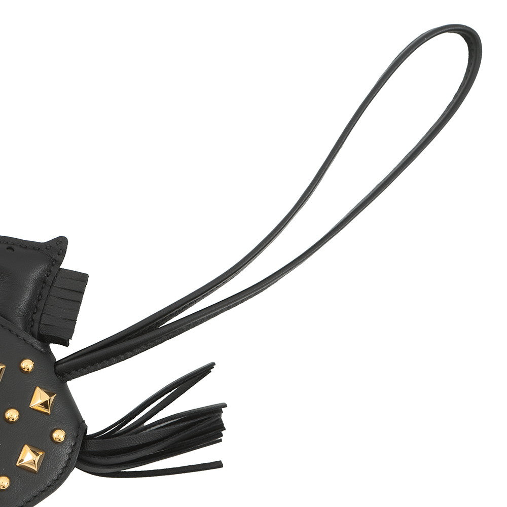 HERMES Robeo Padlock Bag Charm Black Lambskin Size PM
