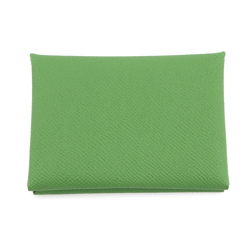 HERMES Calvi Duo Vert Yucca Epsom