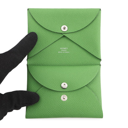 HERMES Calvi Duo Vert Yucca Epsom