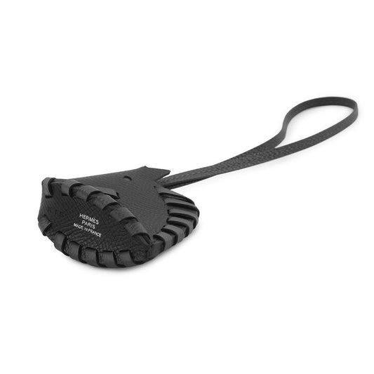 HERMES Cheval Tresse Bag Charm Black Epsom