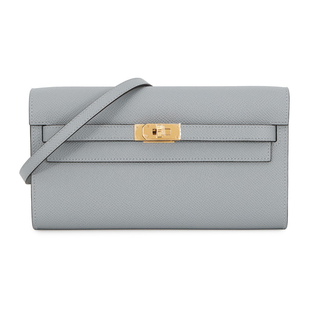 HERMES Kelly Wallet Long To Go Green Pantan Epsom