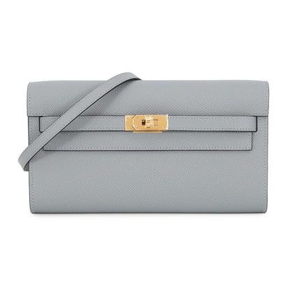HERMES Kelly Wallet Long To Go Green Pantan Epsom