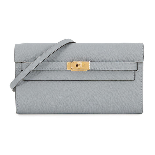 HERMES Kelly Wallet Long To Go Green Pantan Epsom