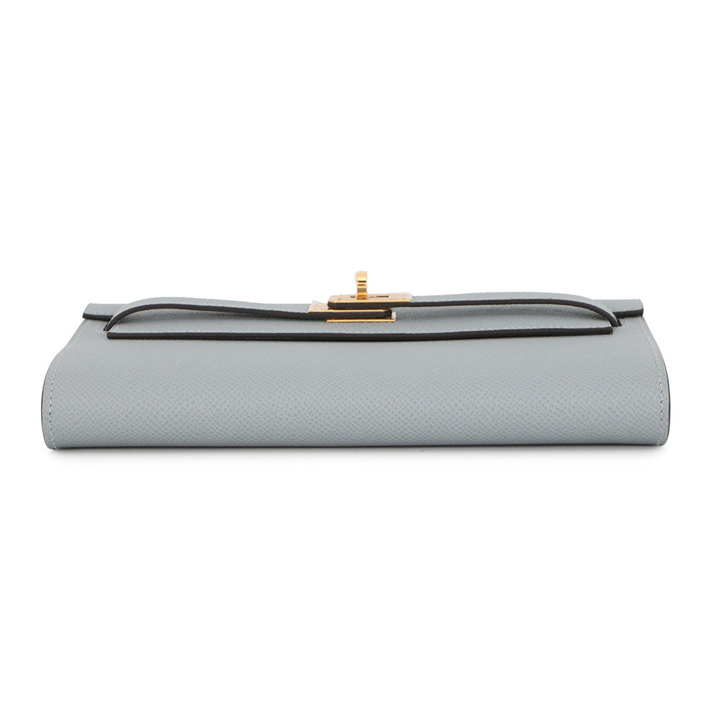 HERMES Kelly Wallet Long To Go Green Pantan Epsom