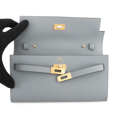 HERMES Kelly Wallet Long To Go Green Pantan Epsom