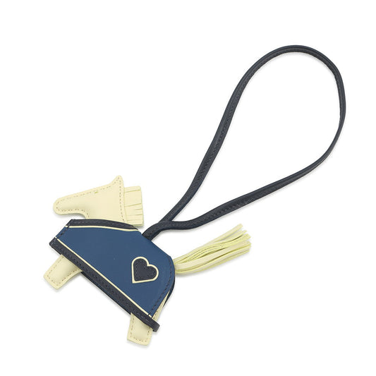 HERMES Rodeo Loveo Cool Jaune Milton/Blue Tie/Blue Nuit Lambskin Swift Leather Size PM