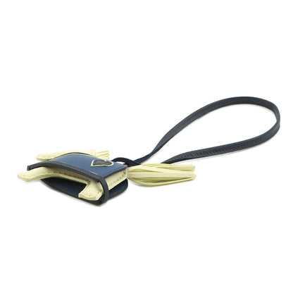 HERMES Rodeo Loveo Cool Jaune Milton/Blue Tie/Blue Nuit Lambskin Swift Leather Size PM