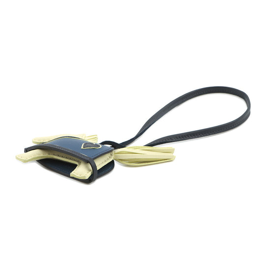 HERMES Rodeo Loveo Cool Jaune Milton/Blue Tie/Blue Nuit Lambskin Swift Leather Size PM