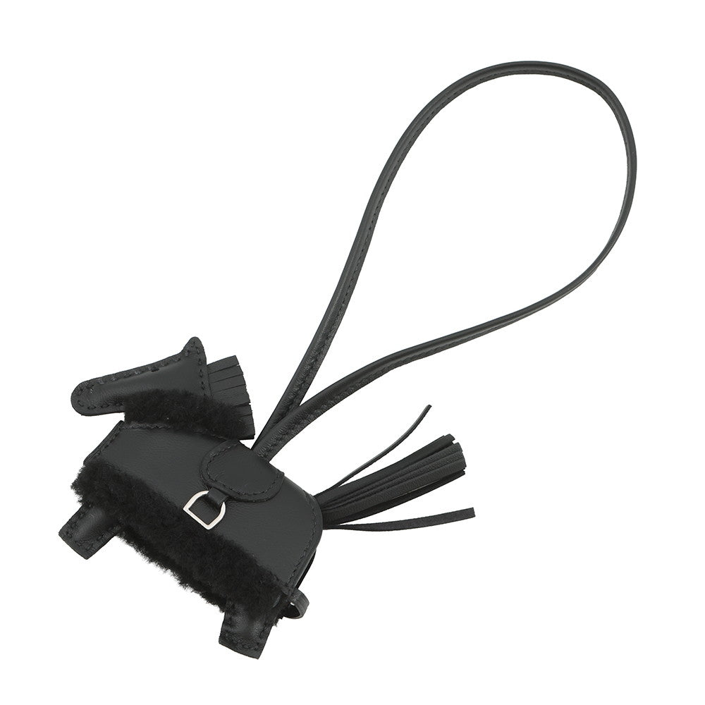 HERMES Rodeo Loveo Plush Black Lambskin Mouton Size PM