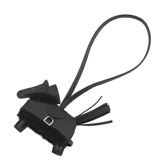 HERMES Rodeo Loveo Plush Black Lambskin Mouton Size PM