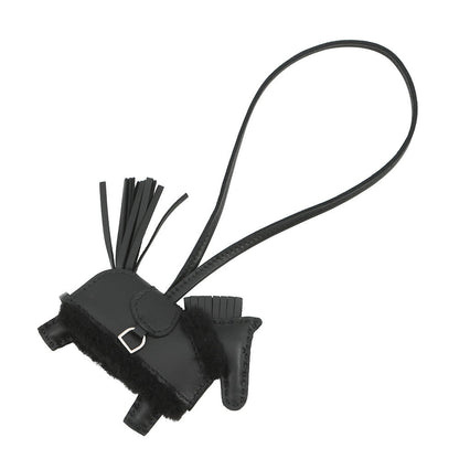 HERMES Rodeo Loveo Plush Black Lambskin Mouton Size PM