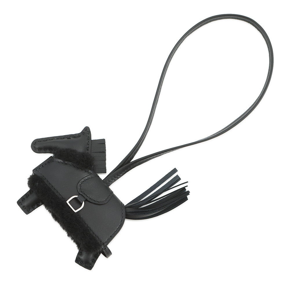 HERMES Rodeo Loveo Plush Black Lambskin Mouton Size PM