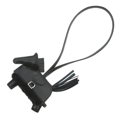 HERMES Rodeo Loveo Plush Black Lambskin Mouton Size PM