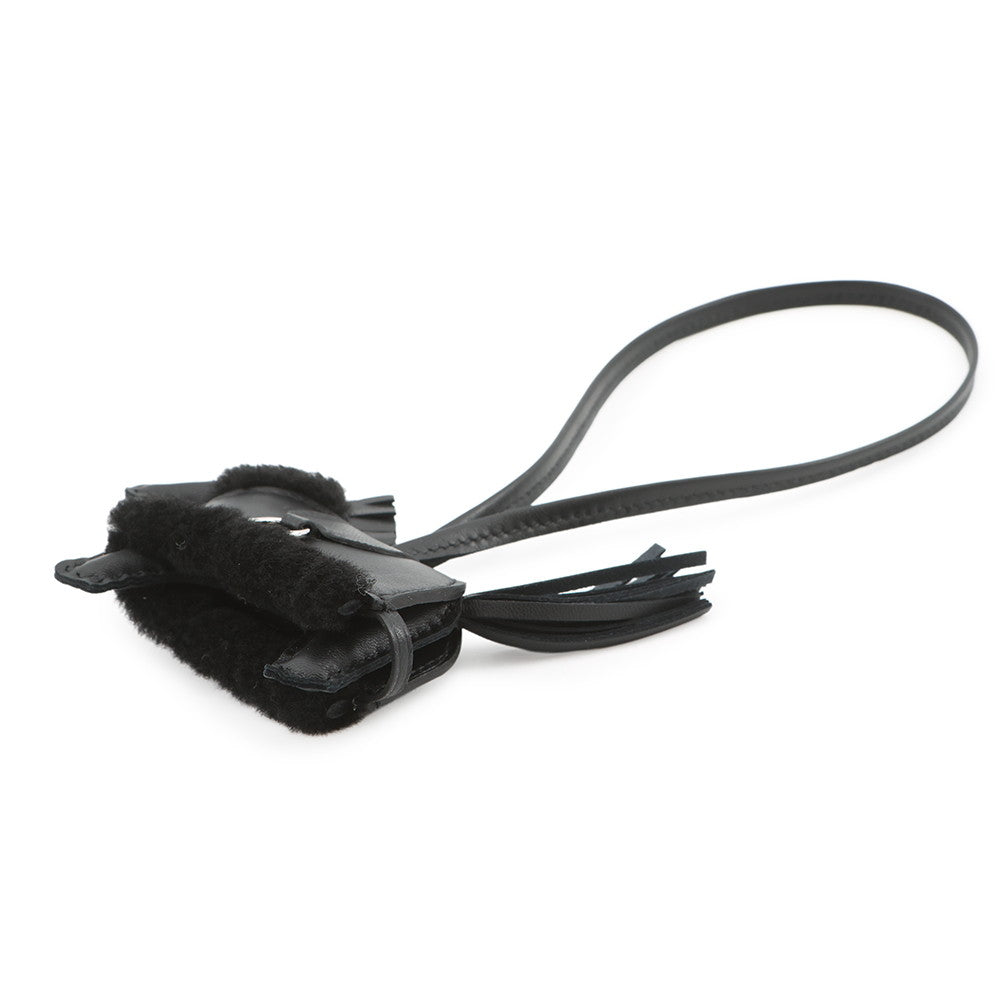 HERMES Rodeo Loveo Plush Black Lambskin Mouton Size PM