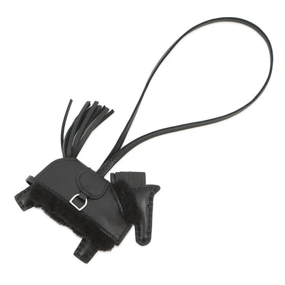 HERMES Rodeo Loveo Plush Black Lambskin Mouton Size PM