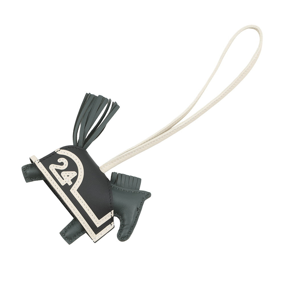 HERMES Rodeo Loveo Cool Vert Mangrove / Black / White Lambskin Size PM