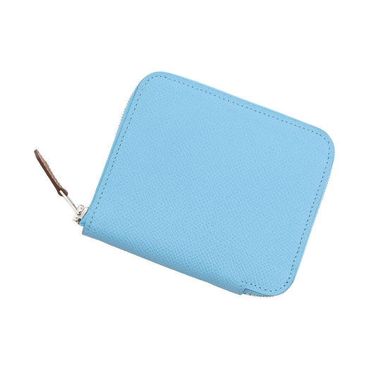 HERMES Azap compact silk in Celeste Epsom