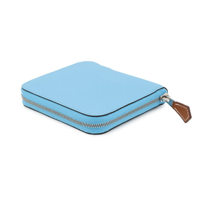 HERMES Azap compact silk in Celeste Epsom