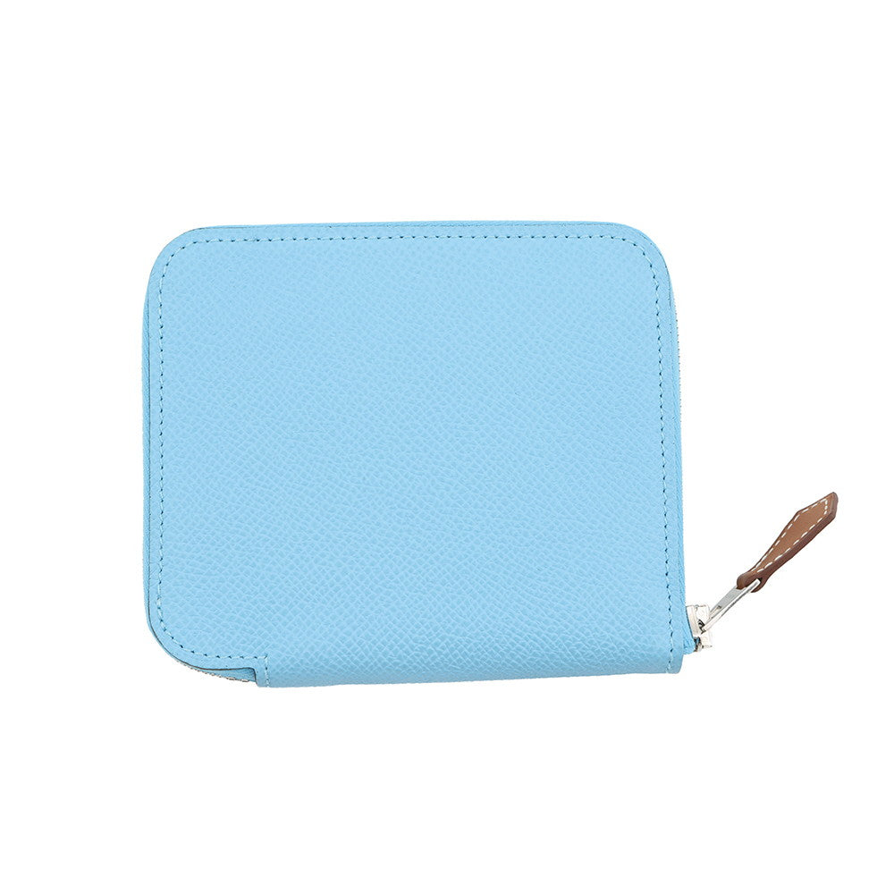 HERMES Azap compact silk in Celeste Epsom