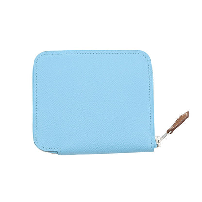 HERMES Azap compact silk in Celeste Epsom