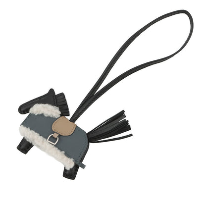 HERMES Rodeo Loveo Plush Black/Vert Mangrove/Beige Malfar Lambskin Mouton Size PM
