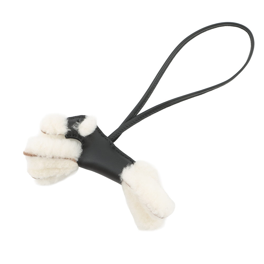 HERMES Buddy Bag Charm Black Lambskin Mouton