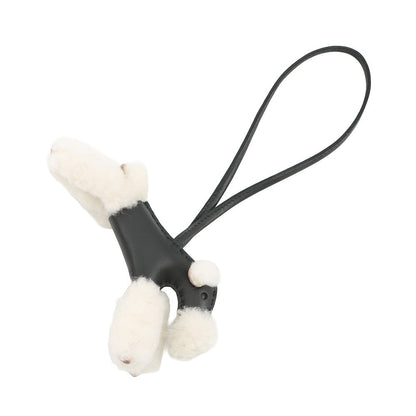 HERMES Buddy Bag Charm Black Lambskin Mouton