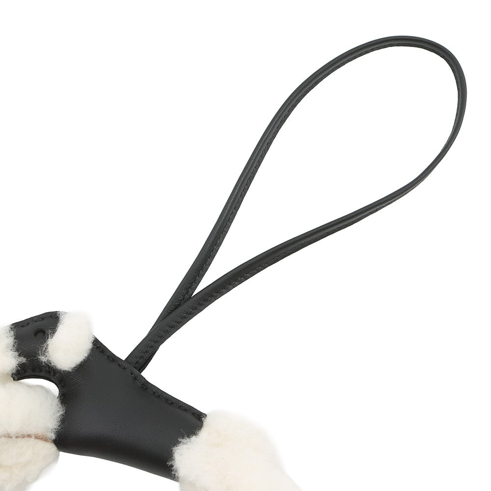 HERMES Buddy Bag Charm Black Lambskin Mouton