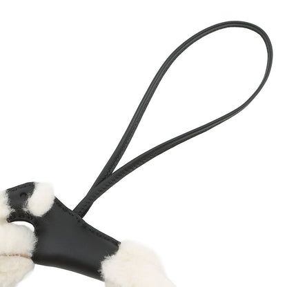 HERMES Buddy Bag Charm Black Lambskin Mouton