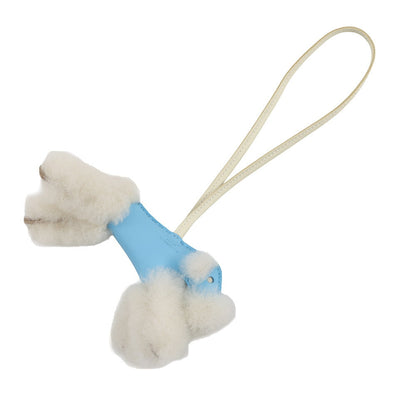 HERMES Buddy Bag Charm Celeste/Craie Lambskin Mouton