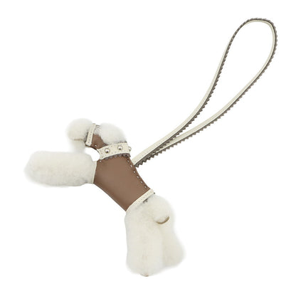 HERMES Buddy Bag Charm Collar Etoupe/Craie Lambskin Mouton