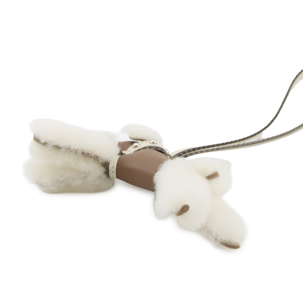 HERMES Buddy Bag Charm Collar Etoupe/Craie Lambskin Mouton