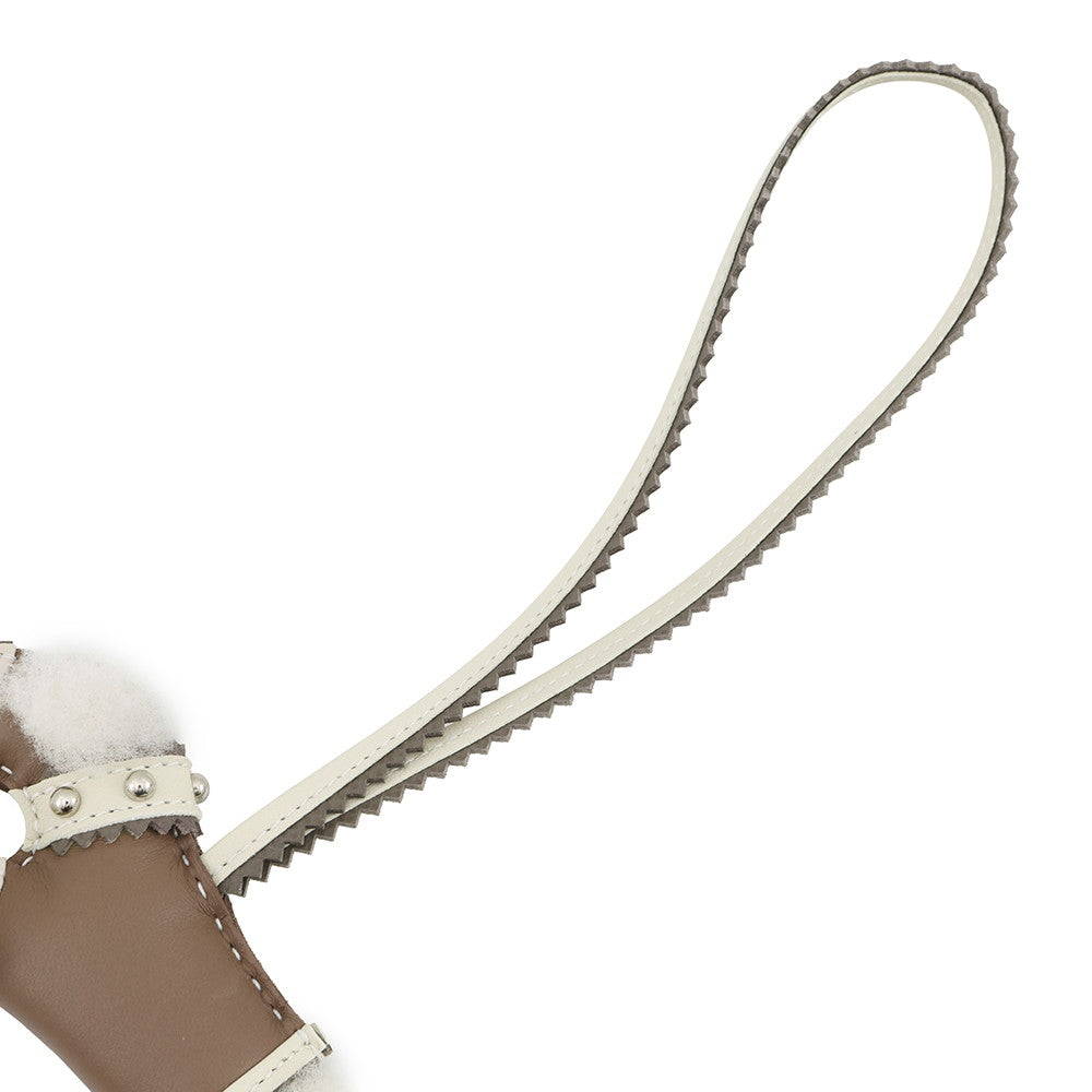 HERMES Buddy Bag Charm Collar Etoupe/Craie Lambskin Mouton