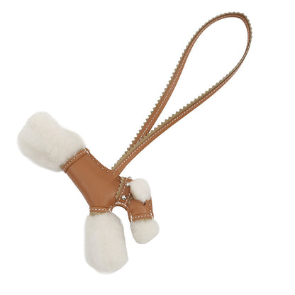 HERMES Buddy Bag Charm Collar Gold Lambskin Mouton