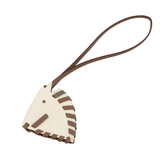 HERMES Bag Charm Cheval Tresse Nata / Etoupe Epsom