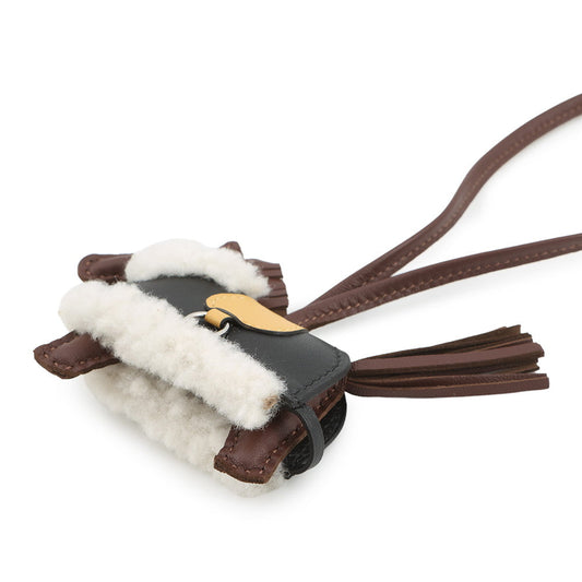 HERMES Robeo Plush Terre/Paille/Black Lambskin Mouton Size PM